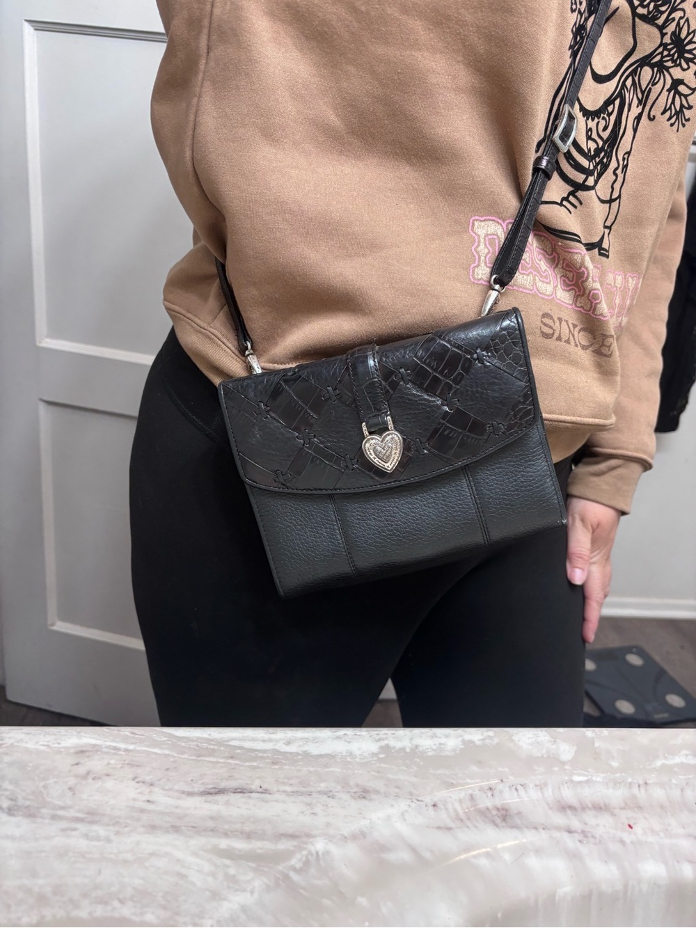 Brighton Black Quilted Heart-Lock Crossbody Bag - Picture 7 of 7